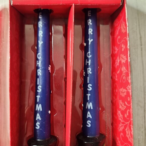 Vintage Christmas Taper Candle Lot Snowmen Santa Candy Cane Blue and Red - Picture 9 of 9